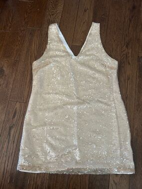 Cream Sequin mini Dress